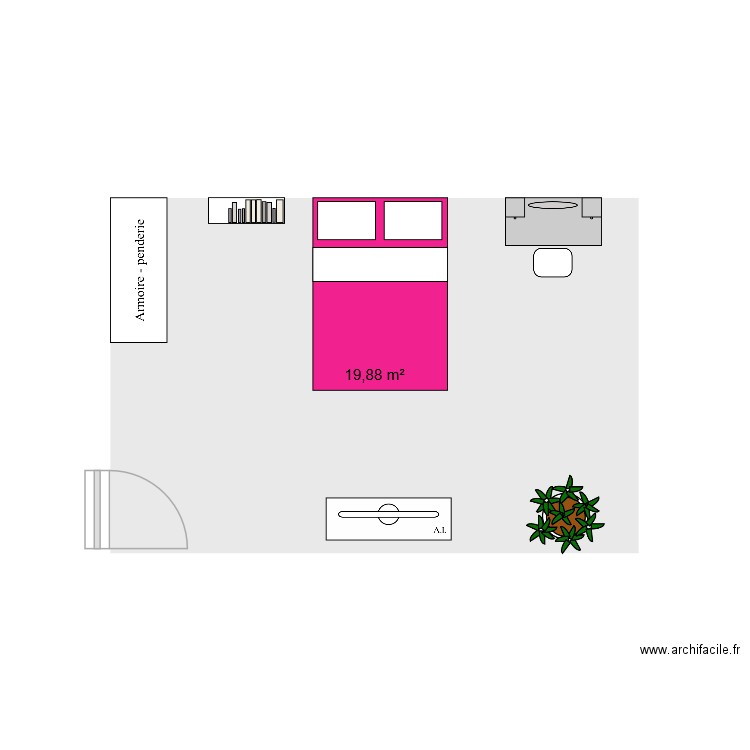 lyne. Plan de 1 pièce et 20 m2