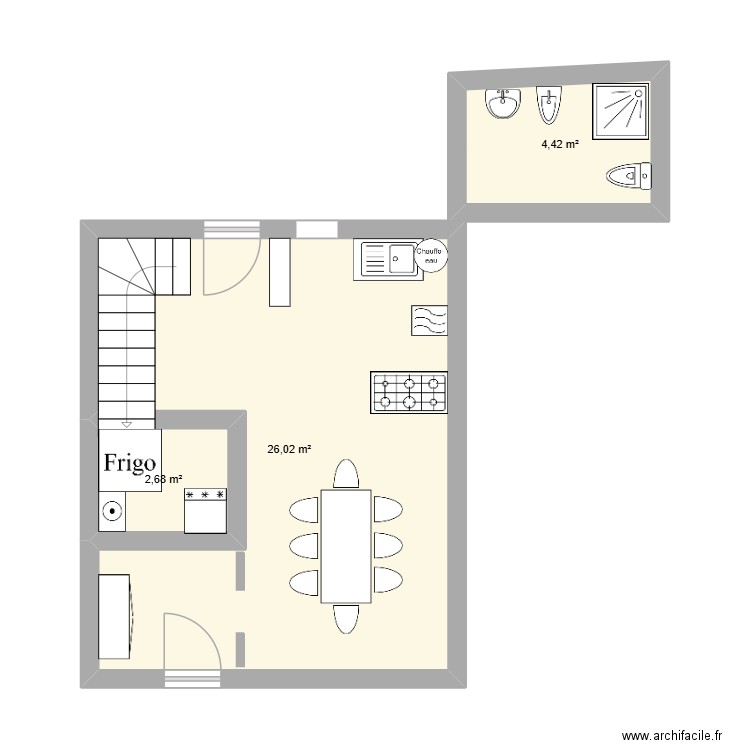 MARTIN Georges. Plan de 3 pièces et 33 m2