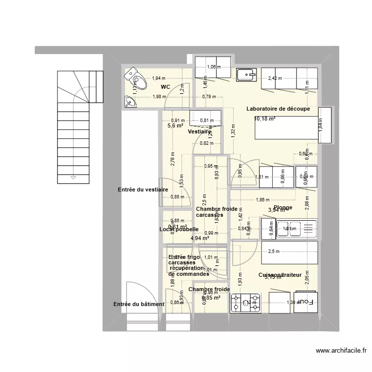 labo4 plan sans cave bis 04/07/26. Plan de 7  et 31 m²