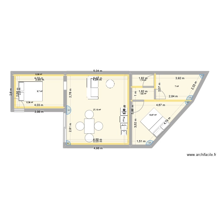 location 2. Plan de 8 pièces et 59 m2