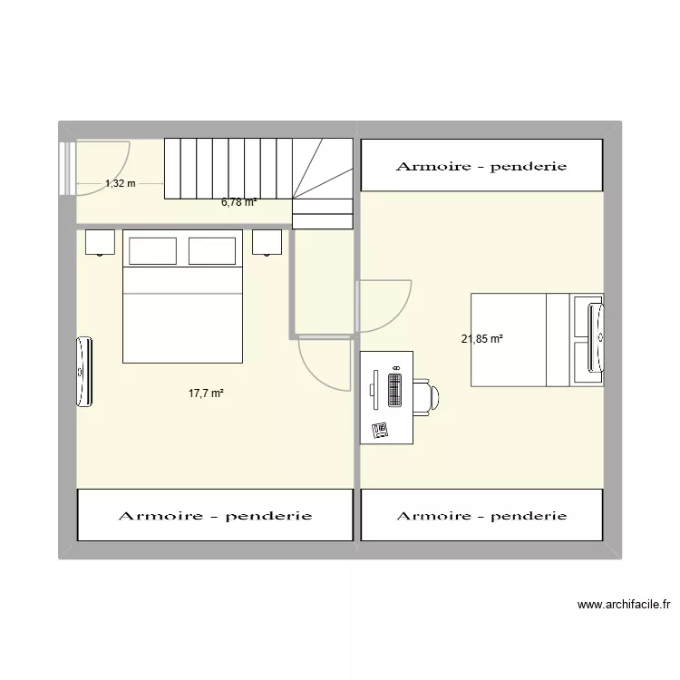 Maison Cathy. Plan de 3  et 46 m²