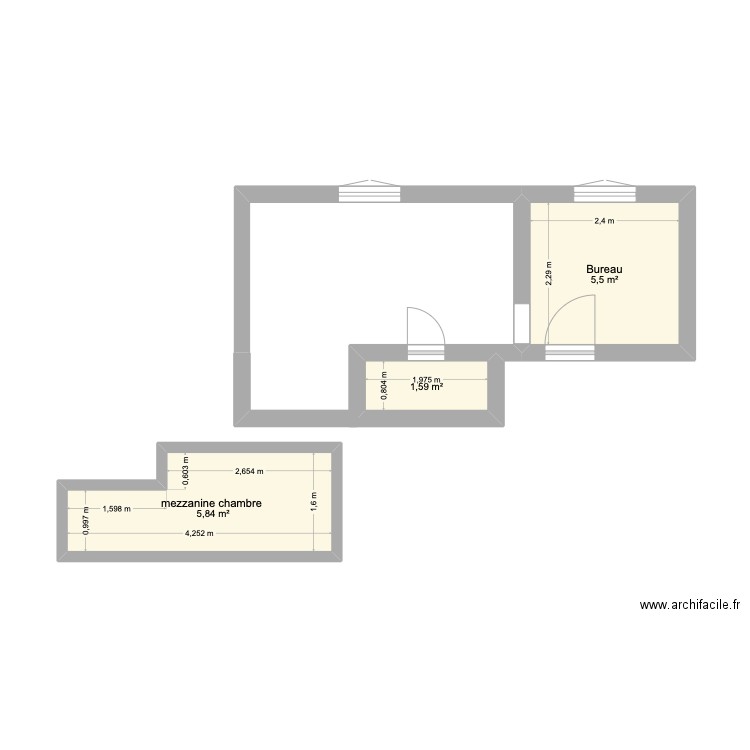 coeur de coeur. Plan de 3 pièces et 13 m2