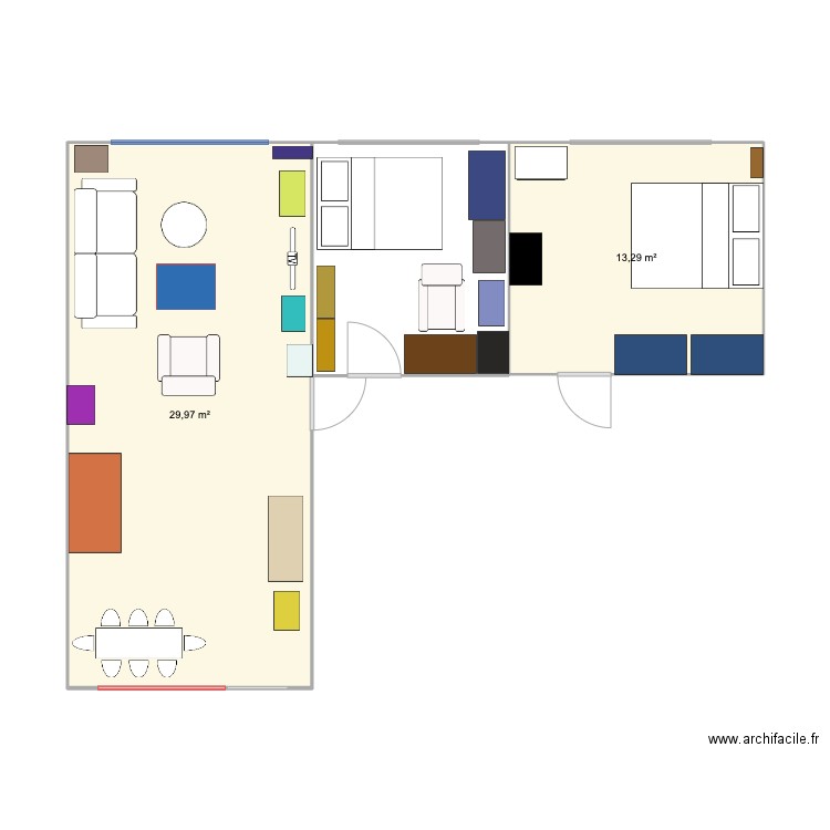 Mon nid. Plan de 2 pièces et 43 m2