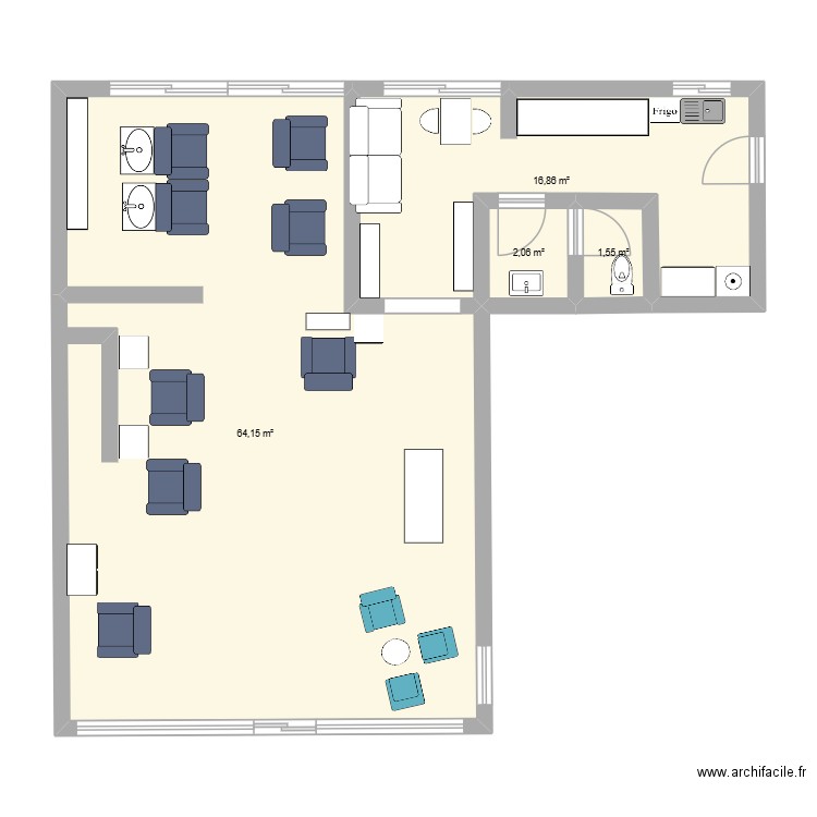 plan salon 1. Plan de 4 pièces et 85 m2