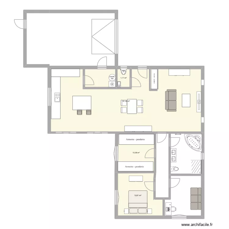 maison L bis. Plan de 4 Pièces et 91 m² maison L bis. Plan de 4 Pièces et 91 m²