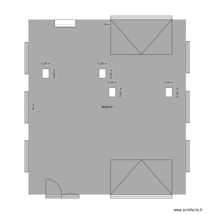 garage 2. Plan de 1 pièce et 90 m2