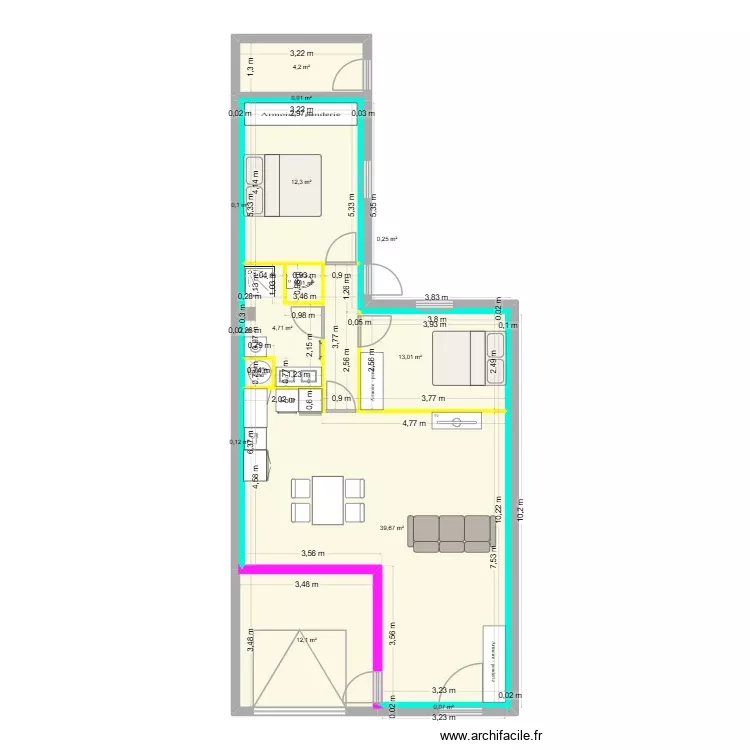 APPARTEMENT RDC version 1. Plan de 13 Pièces et 88 m² APPARTEMENT RDC version 1. Plan de 13 Pièces et 88 m²