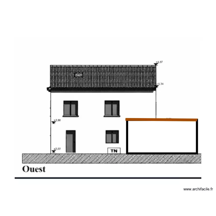 ouest. Plan de 1 pièce et 10 m²