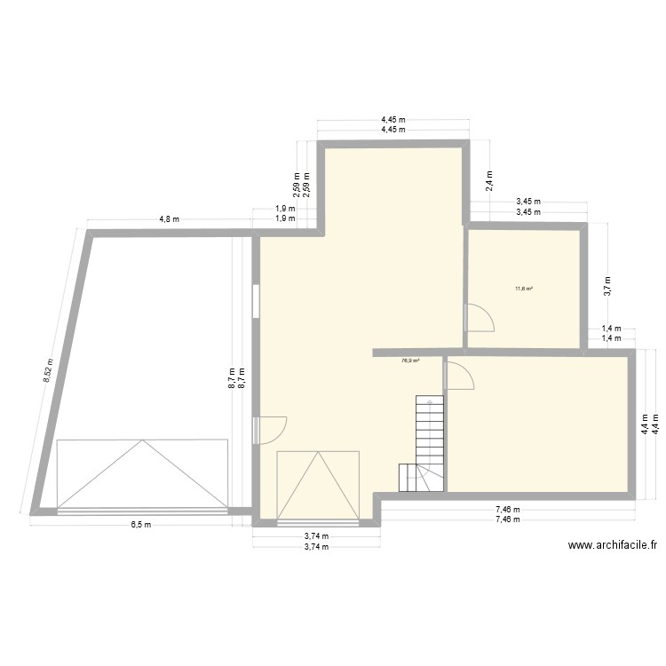 BIO. Plan de 1 pièce et 89 m2