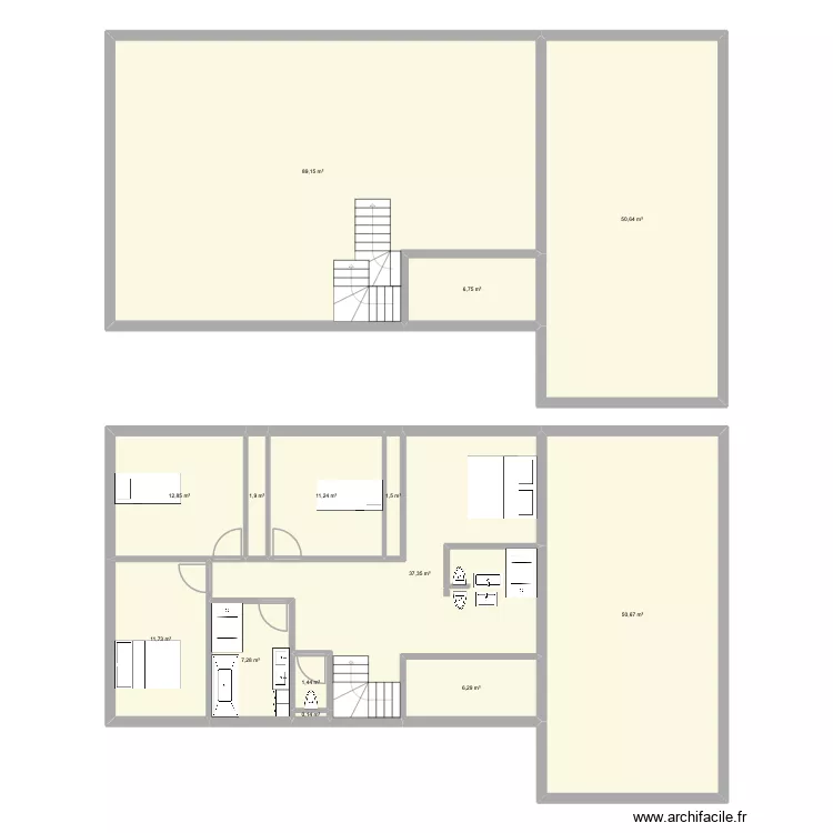 LYON 2 Maison. Plan de 14 pièces et 289 m²