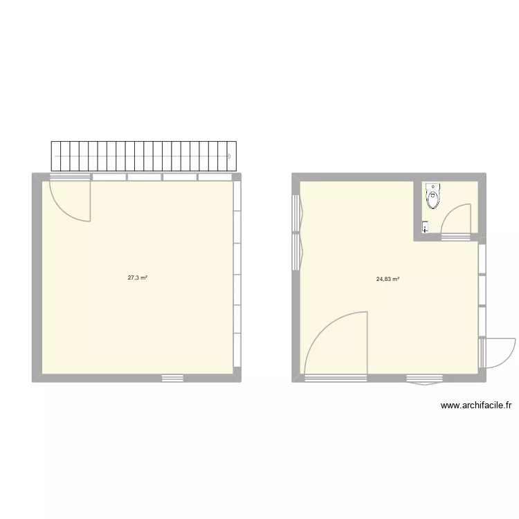 Laboratoire. Plan de 2  et 52 m²