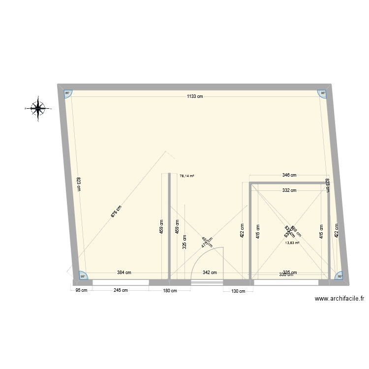 kernoyal - rdc V1. Plan de 2 pièces et 92 m2