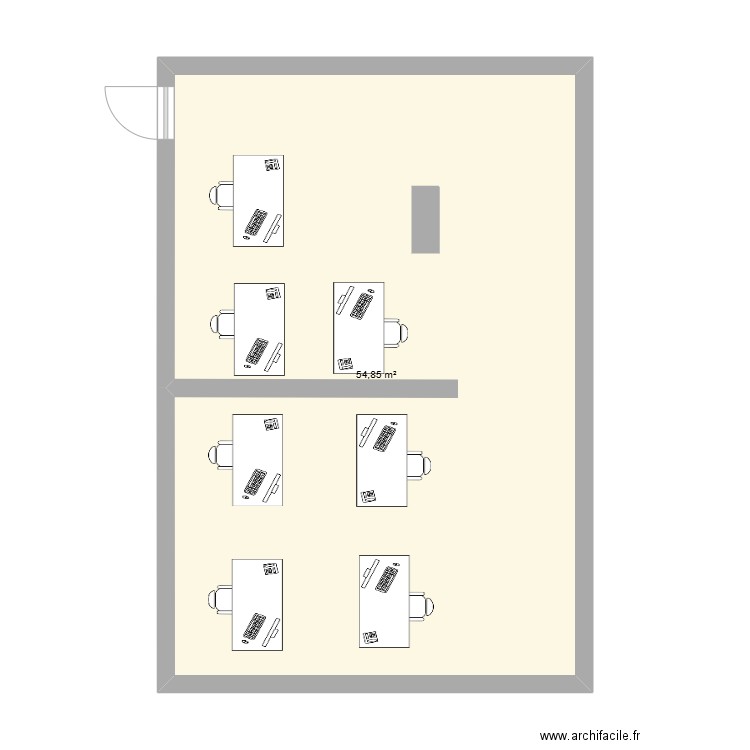 bureaux. Plan de 1 pièce et 55 m2