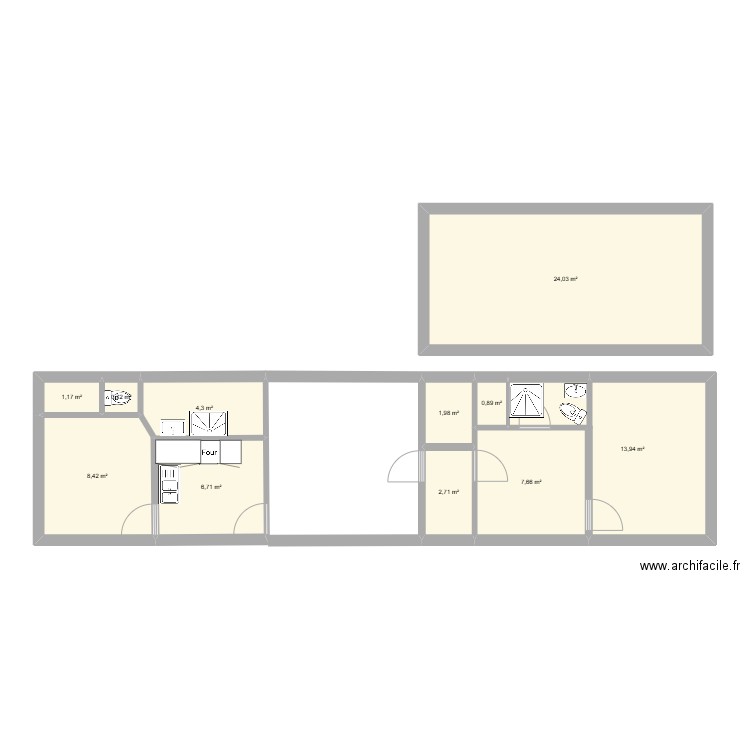 BALARUC. Plan de 11 pièces et 73 m2