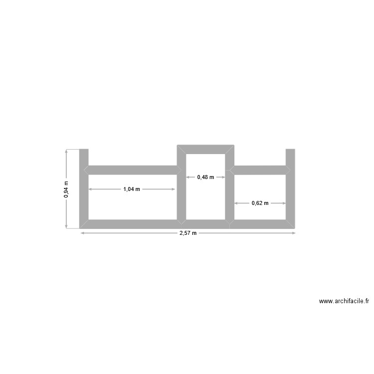 cuisine ete. Plan de 3 pièces et 1 m2