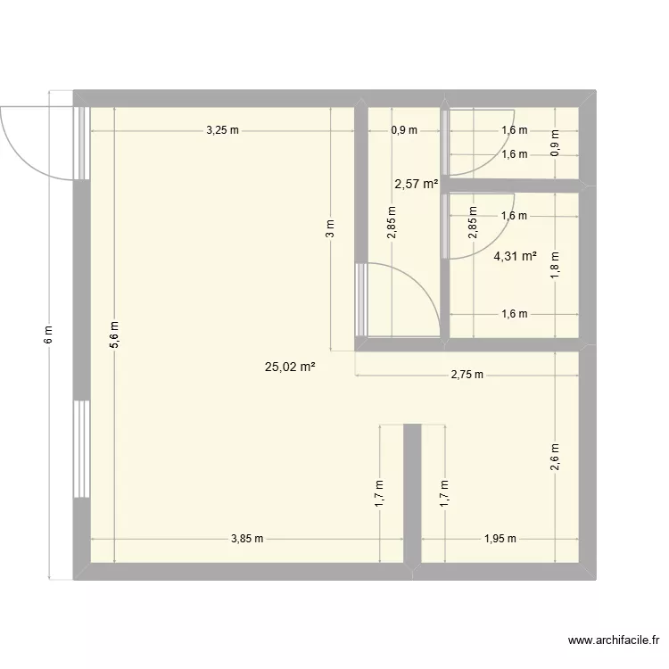 test 2. Plan de 3  et 32 m²