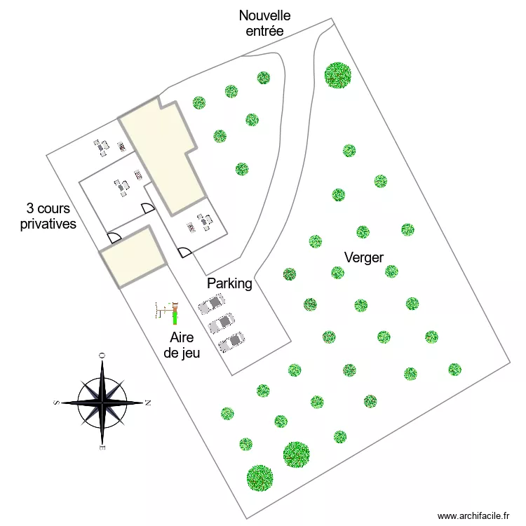 Exterieur. Plan de 2 pièces et 162 m²