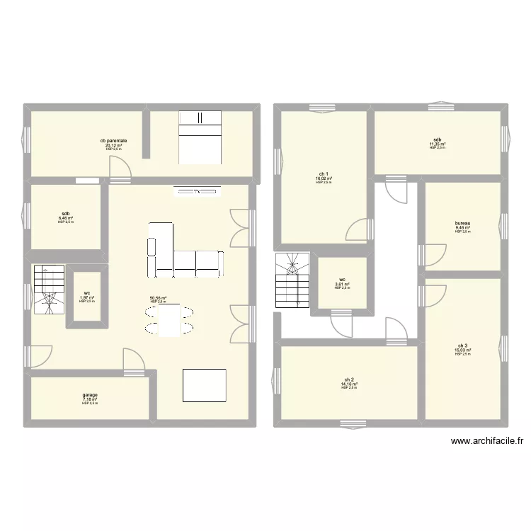 maison a &eacute;tage. Plan de 