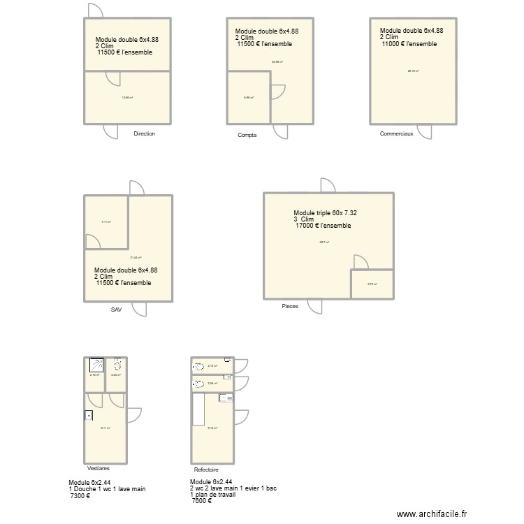 SMCI. Plan de 15 pièces et 182 m2