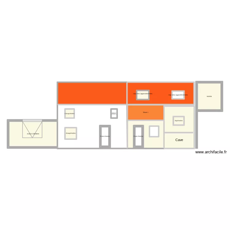 Façade intérieur. Plan de 17 et 169 m² Façade intérieur. Plan de 17 et 169 m²