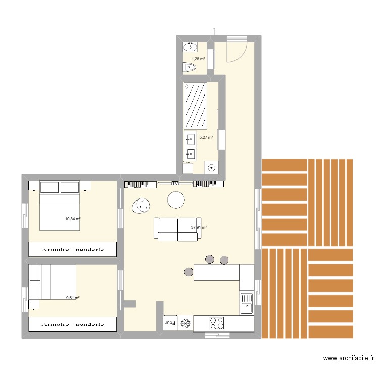dk 2. Plan de 5 pièces et 65 m2