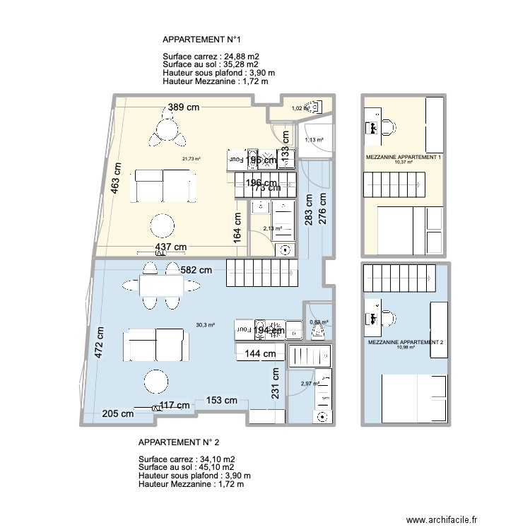 appartement CELU AMENAGEMENT. Plan de 9 pièces et 81 m2