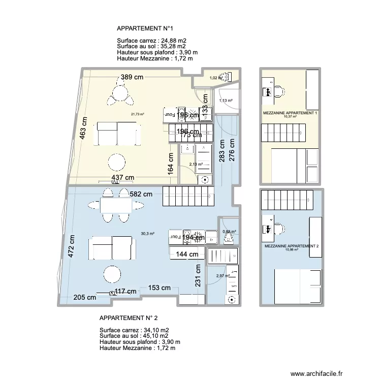 appartement CELU AMENAGEMENT. Plan de 