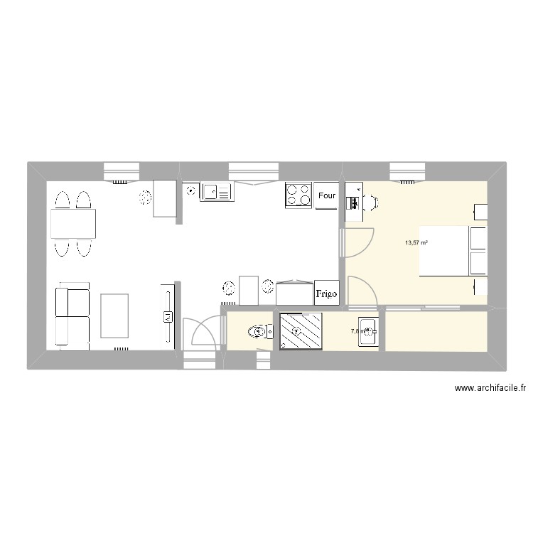 2TNE VALADIER Nathan. Plan de 2 pièces et 21 m2