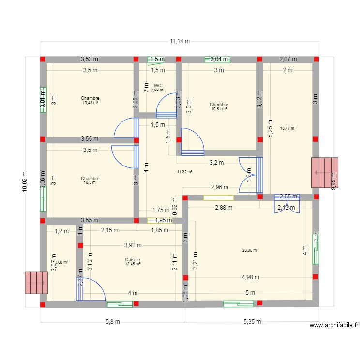 Maison. Plan de 9 pièces et 92 m2