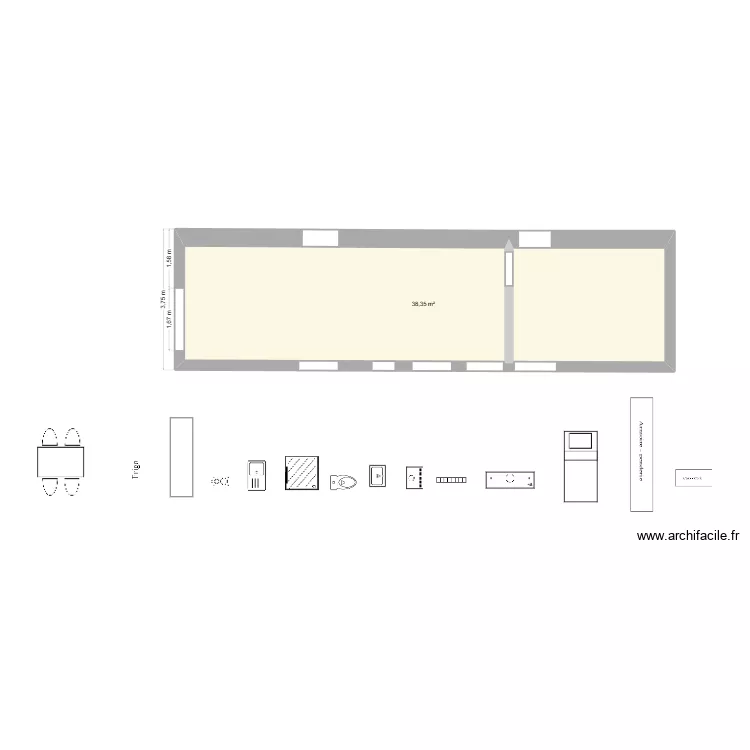 appart sous terrasse. Plan de 2 et 41 m² appart sous terrasse. Plan de 2 et 41 m²