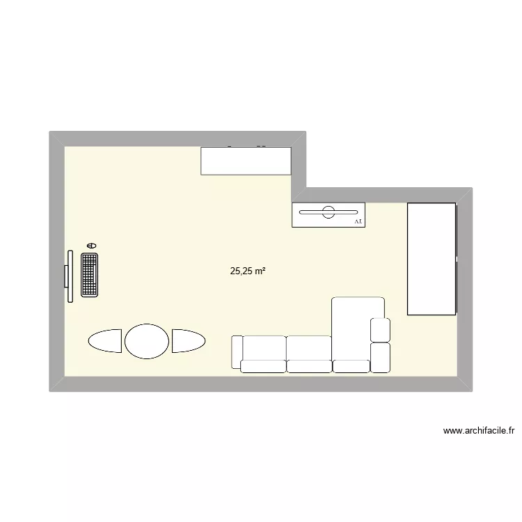 SALON. Plan de 1  et 25 m²