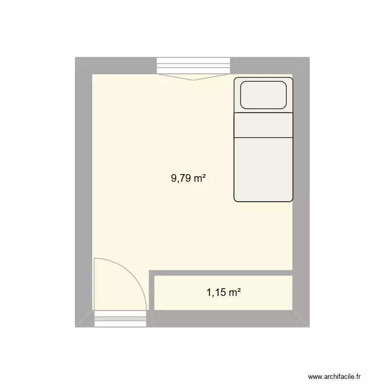 Chambre Math&eacute;o. Plan de 2 Pièces et 11 m²