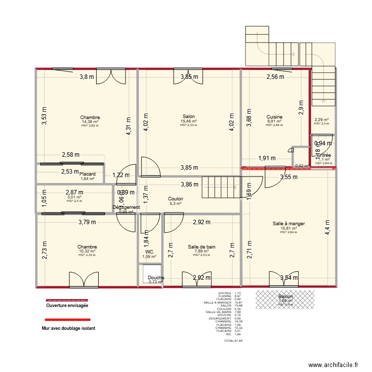17 AV PLAN F4 / ETAGE 1. Plan de 16 pièces et 91 m2