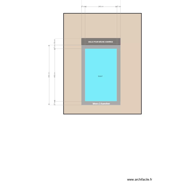 BRAM pisicne 4x2.40X1.20 (sans dalles). Plan de 