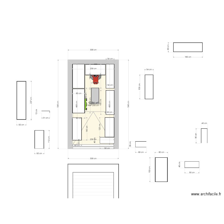 Garage 2. Plan de 1 pièce et 13 m2