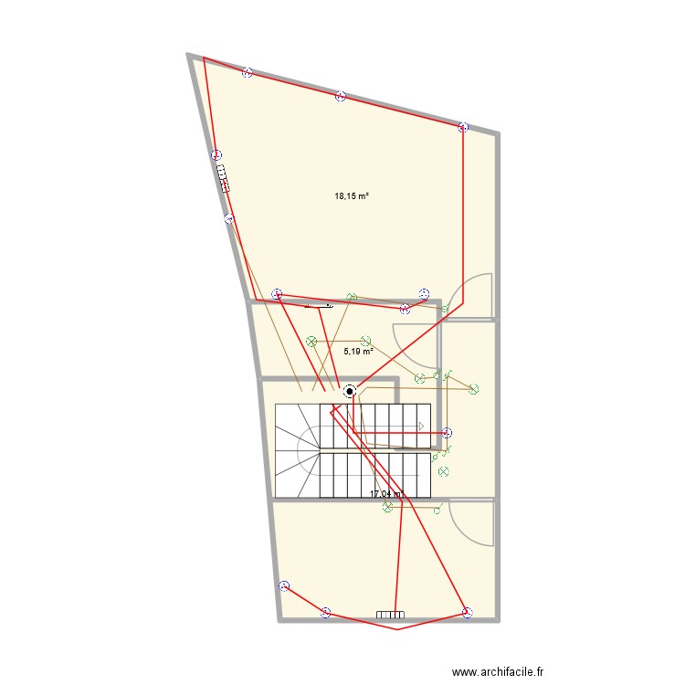 etage duplex. Plan de 3 pièces et 40 m2