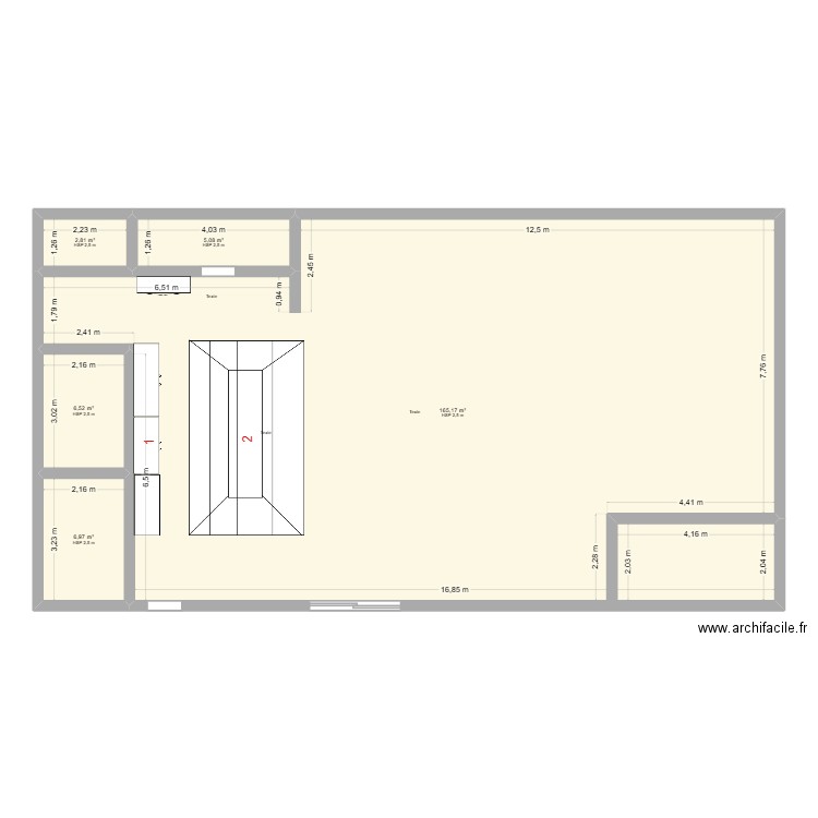 Plateau d'eau. Plan de 5 pièces et 187 m2