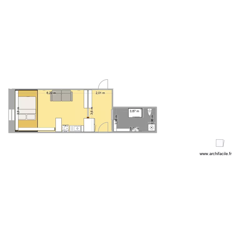 Plan architectural studio. Plan de 3 et 37 m² Plan architectural studio. Plan de 3 et 37 m²