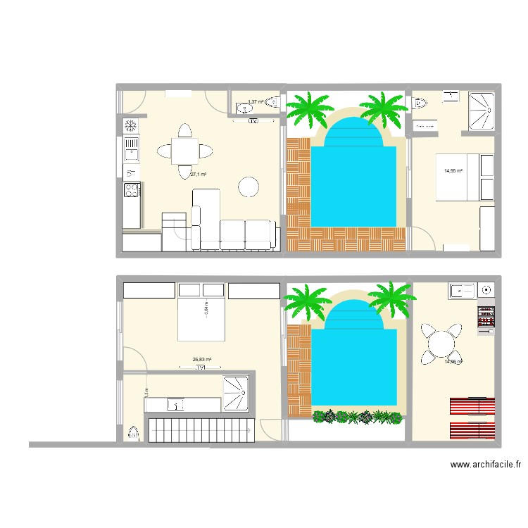 maison talborjt rdc. Plan de 5 pièces et 85 m2
