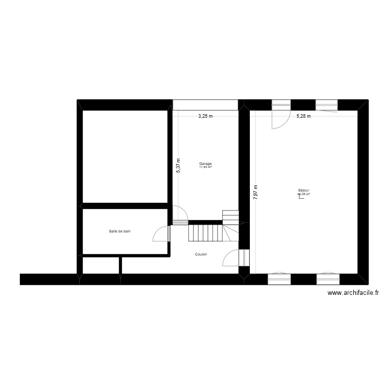 25_04_03 Plan Farge - Rdc. Plan de 2 pièces et 60 m2