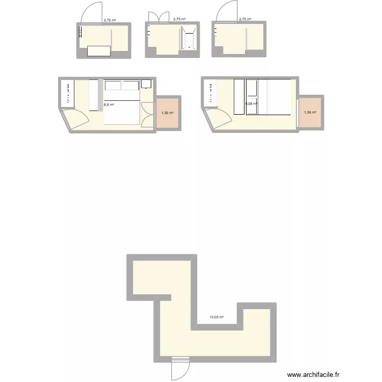 SDB. Plan de 14 et 42 m² SDB. Plan de 14 et 42 m²
