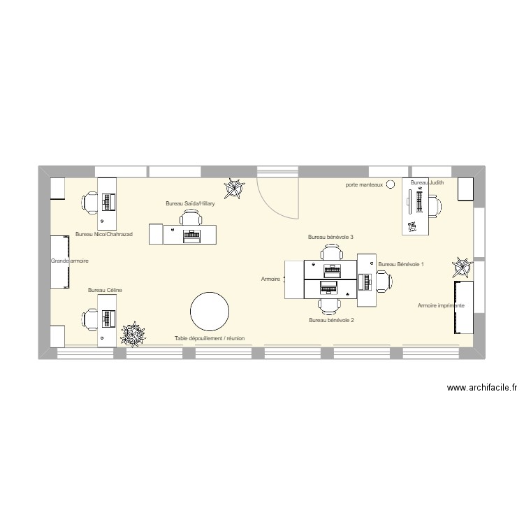 Bureau SMD proposition 1. Plan de 1 pièce et 36 m2