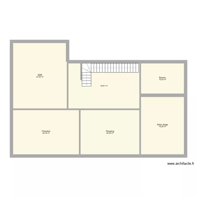 Martinsart &eacute;tage (sans cot&eacute; grange). Plan de 6  et 125 m²