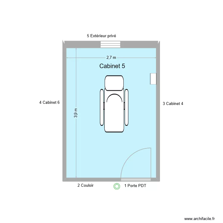 60709 Cabinet 5. Plan de 1  et 11 m²