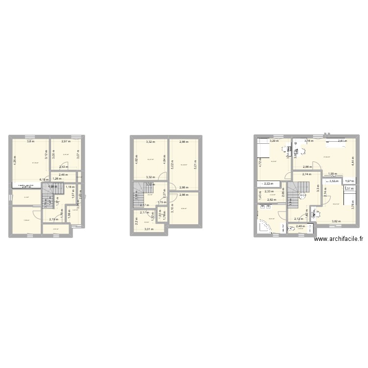 ETAGE MODIF 1. Plan de 22 pièces et 189 m2
