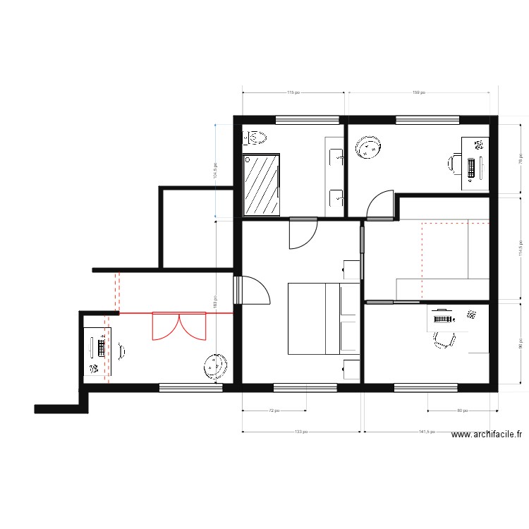cyr 1. Plan de 3 pièces et 55 m2