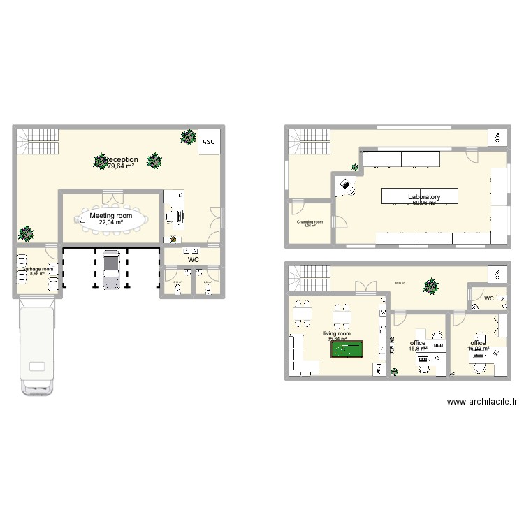 lab. Plan de 14 pièces et 331 m2