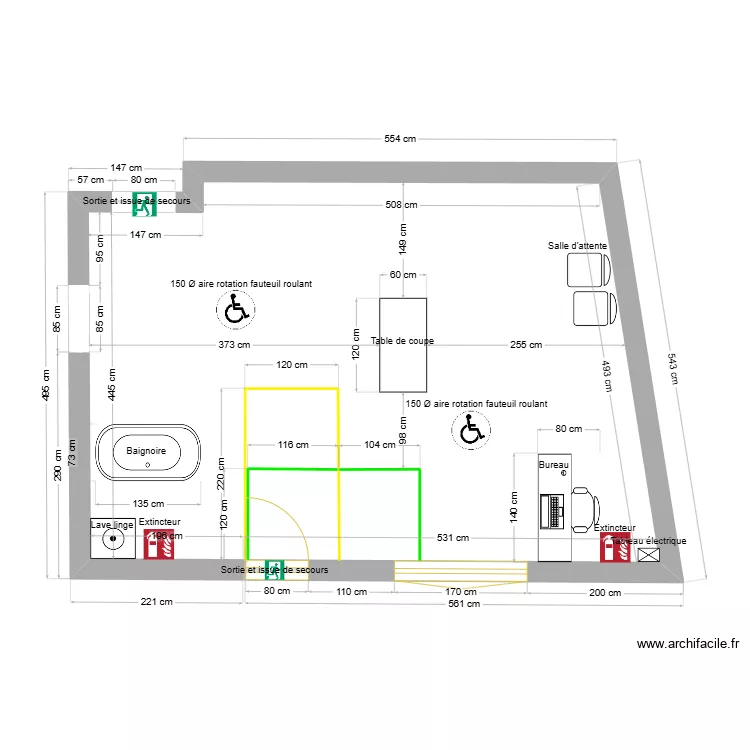 Salon toilettage. Plan de 