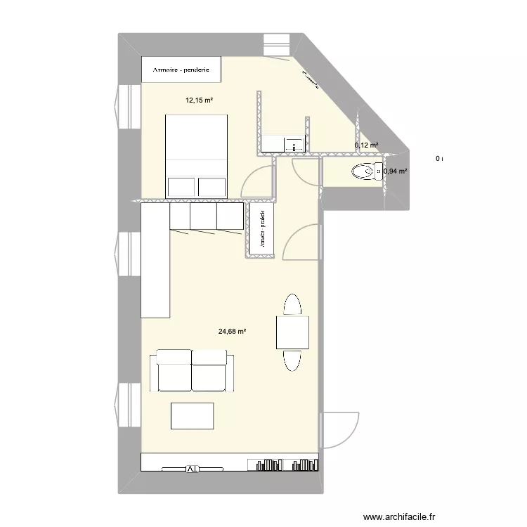 T2 AUBAGNE. Plan de 5  et 38 m²