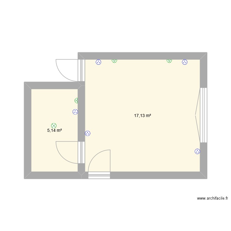 Plan Appart Gwenn. Plan de 2 pièces et 22 m2
